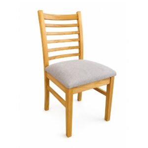 Silla de Comedor Madera Natural con Asiento Tapizado