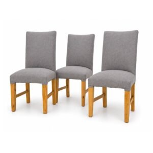 Silla de Comedor Tapizada Gris con Respaldo Alto
