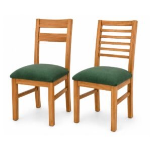 Silla de Comedor de Madera con Asiento Tapizado Verde